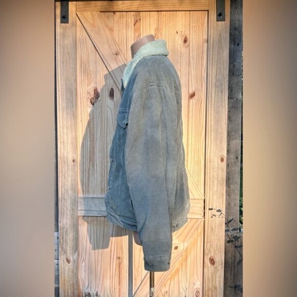 Vintage Y2K Levis Grey Corduroy Sherpa Lined Relaxed Trucker Jacket~XL~ - Picture 4 of 8